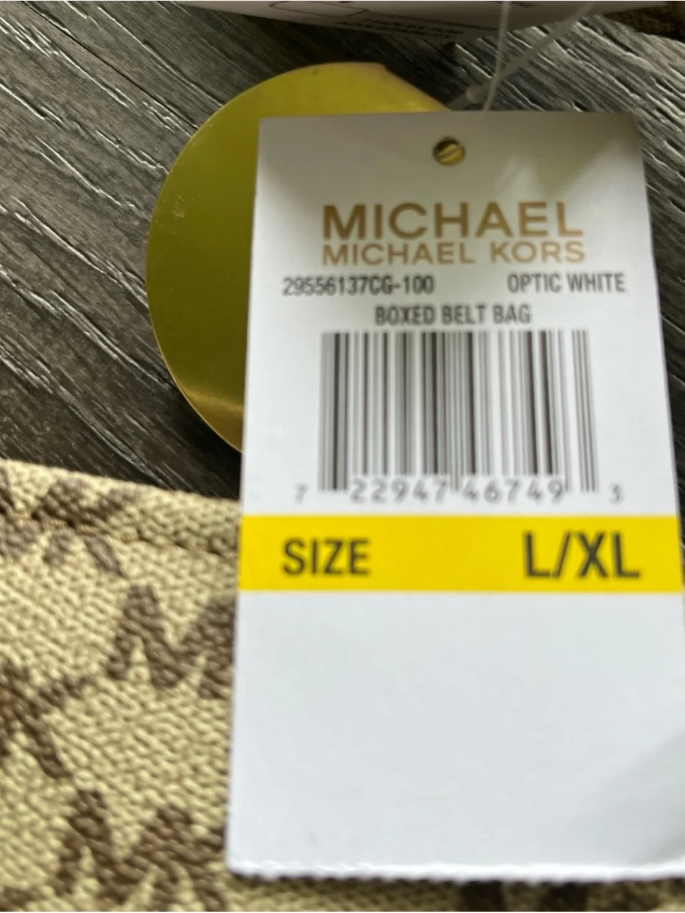 Michael Kors Belt Bag / Fanny Pack MK Signature Logo L/XL cream tan & brown.
